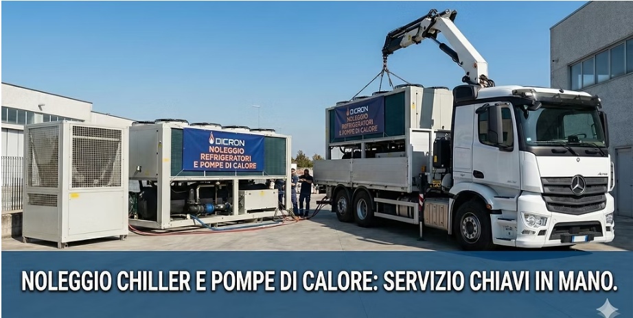 Consegna di un chiller a noleggio con autogru DICRON